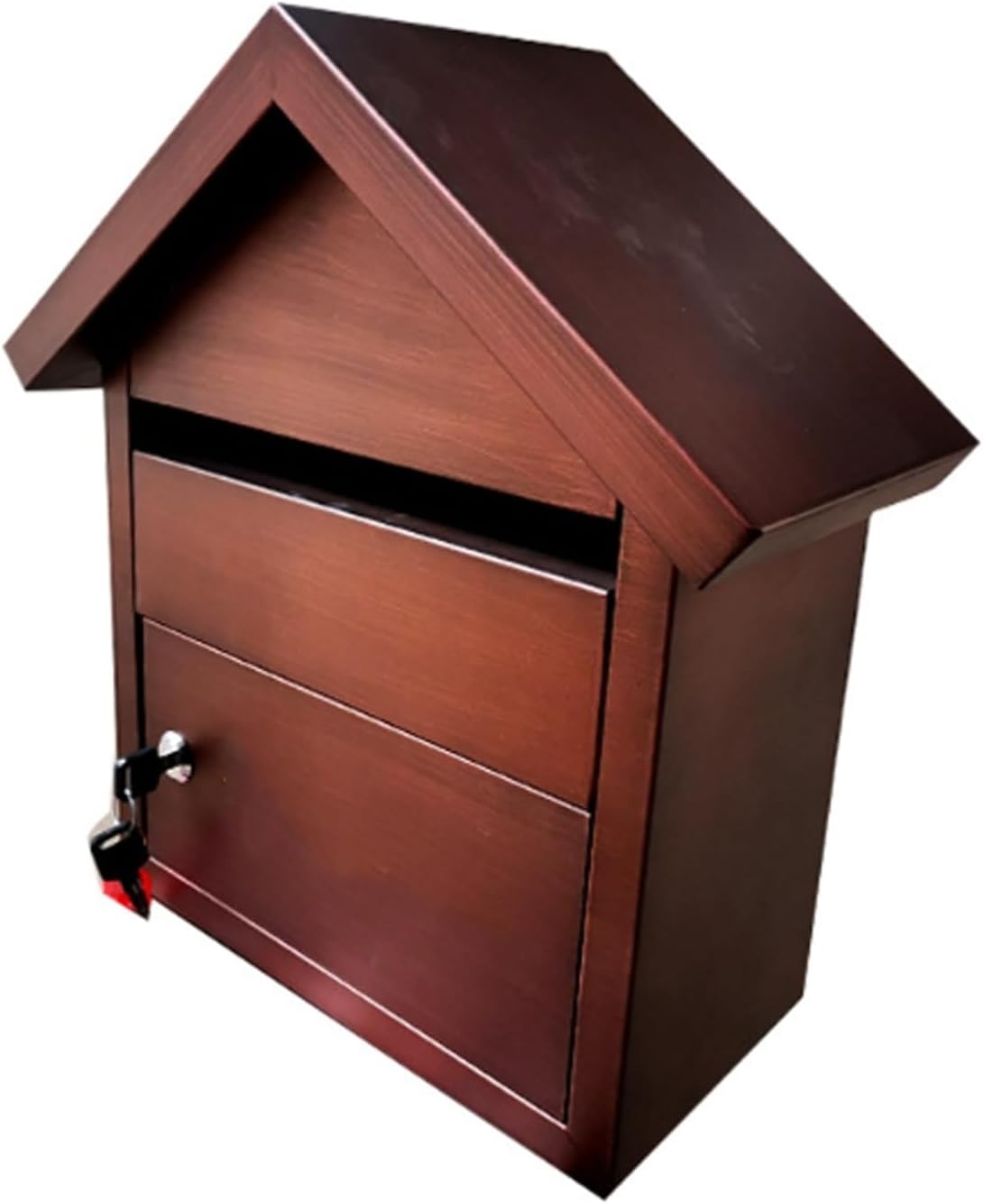 Post Box, Wall Mounted Letterbox, Letter Boxletterbox Wall Mount Mailbox Vintage Outdoor Warehouse Apartment Garden Letterbox Locking Mail Post Box Baking Paint Garden Mailbox mailbox ( Color : Dark C