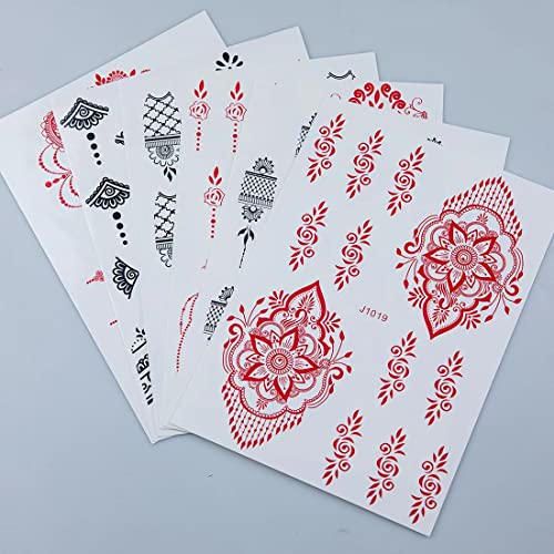 XMASIR 12 Sheets Black Red Tatoo Sticker for Women Girls Waterproof Fake Tattoos Temporary Lace Tattoo Kits - Image 3