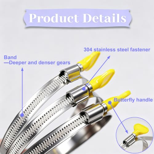 Image of Dianrui 3 PCS Dryer Hose Clamp 4 Inch Hose Clamp Stainless Steel Thumb Screw Hose Clamps for Dryer Vent Clamp, Dust Collection Hose, Automotive Fuel Line and Plumbing (91-114mm) (Pack of 2)