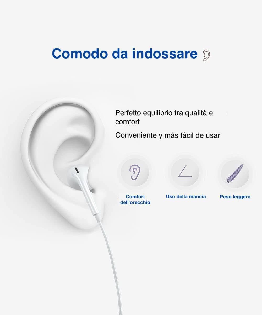 Cuffie USB C,Auricolari Type C con filo y Microfono Hi-Fi Stereo compatibile per iPhone 17/16/15 Pro Max Plus,iPad Pro Air,Samsung Galaxy S26/S25/S24/S23 A53 A33,Huawei,Google Pixel,Xiaomi