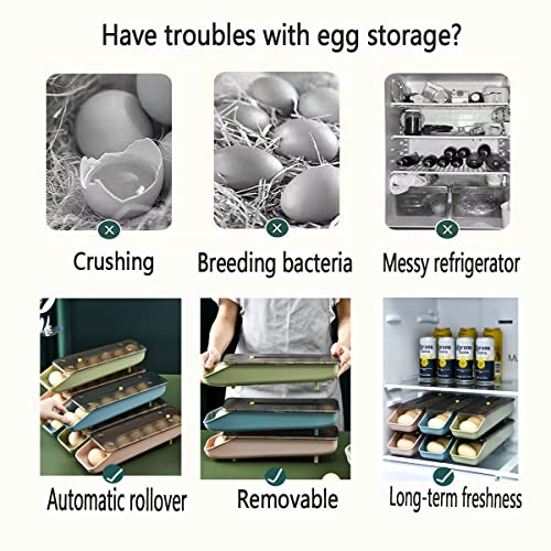 QeeHeng Stackable Refrigerator Egg Holder with Auto-Scrolling System, 14-Count Fresh-Keeping Storage Container - Image 4