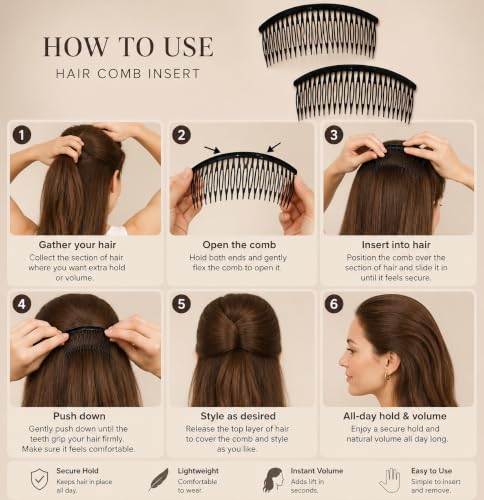 Image of ASPIRE-T Side Comb Side Hairpins Hair Clips Jooda Pins Bridal Hair Comb Clips French for Hair Acrylic Plastic Hair Accessories For Women And Girls (Half Comb 04)