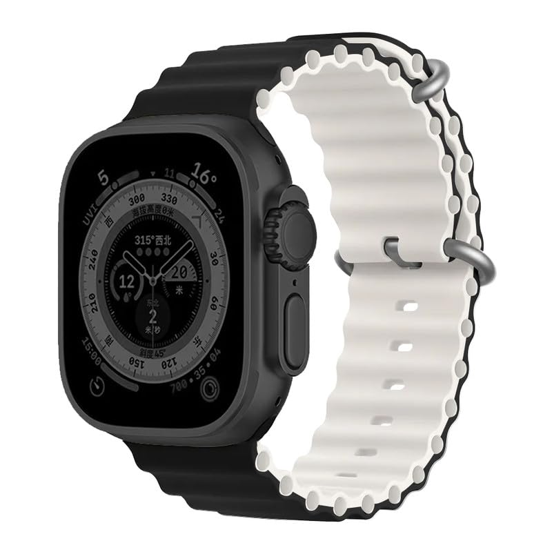Mr. CaseDual Color Silicon Ocean Watch Straps Compatible With Apple Watch Ultra Strap Series 8/7/6/5/4/3/2/1/SE/SE2 Size 38mm/40mm/41mm/42mm/44mm/45mm/49mm iWatch Ultra Series -(Watch not included)