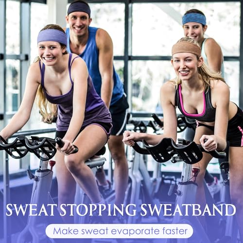 Image of Suhine 18 Pcs Sport Sweatbands Headbands for Men Women Running Workout Headbands Nonslip Sweat Absorbing Sweatband Stretchy Unisex Bandana for Tennis Baseball Football Cycling Yoga