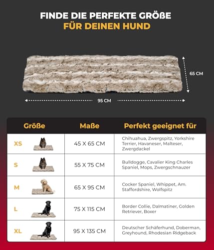HS-Hundebett® Hundedecke Exklusiv mit Füllung und Anti-Rutsch M (65x95 cm) – Gepolstert & Waschbar – Gemütliche Hunde Kuscheldecke – Sand, Made in DE