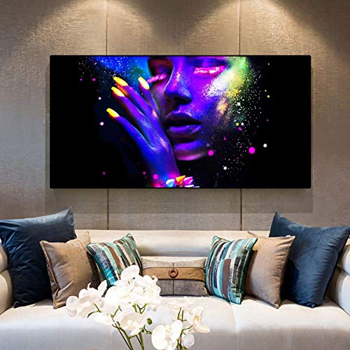 Art mural africain moderne affiche femme or grand format 50x100cm