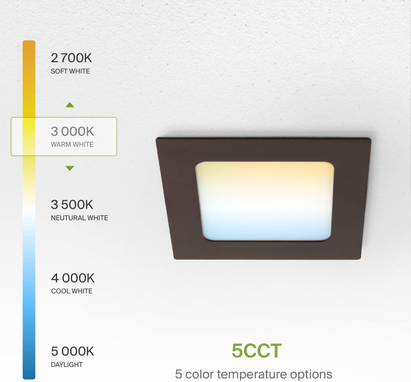 ASD 12 Pack LED Square Recessed Lighting 4 Inch, 5 CCT 2700K-5000K, 12W 50W Eqv, Ultra Thin Dimmable Ceiling Lights with J Box, Canless Wafer Downlight, Slim Panel, UL Energy Star, Oil-Rubbed Bronze
