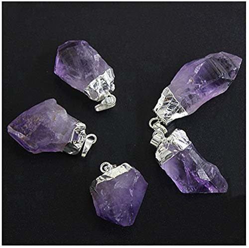 1Pc Adabele Real 925 Sterling Silver Cute Raw Purple Amethyst Crystal Dainty Drop Pendant Necklace 18 Inch Free Form Healing Chakras Stone Fine Jewelry Gift Nk18-26 #TOP1