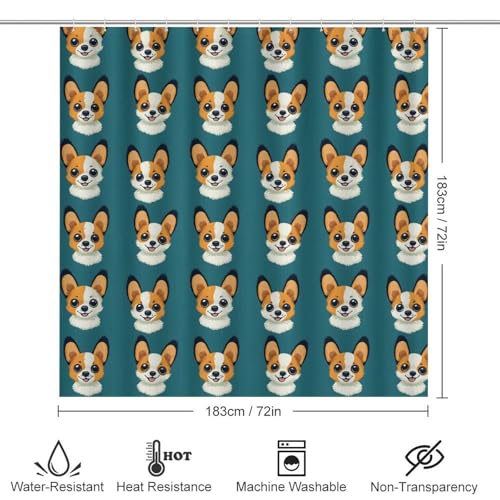 Juego de baño para evitar salpicaduras con alfombras y cortina de ducha de cachorros 3