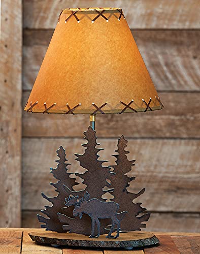 Black Forest Décor Moose Rustic Metal Lamp - Rustic Living Room or Home Décor