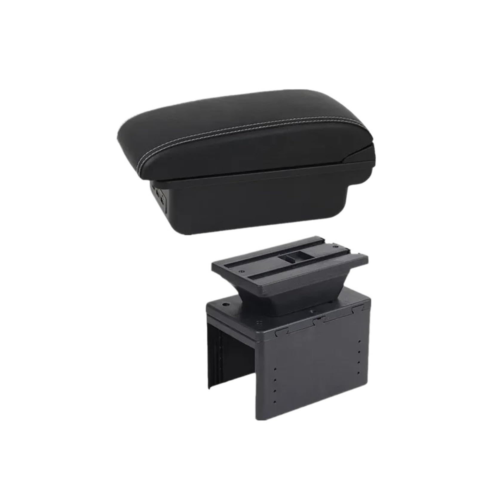 OOPUHKSY Car Armrest Storage Box Interior For Ford For Fiesta MK8 Car Accessories Armrest Box(B1 white line 3USB)
