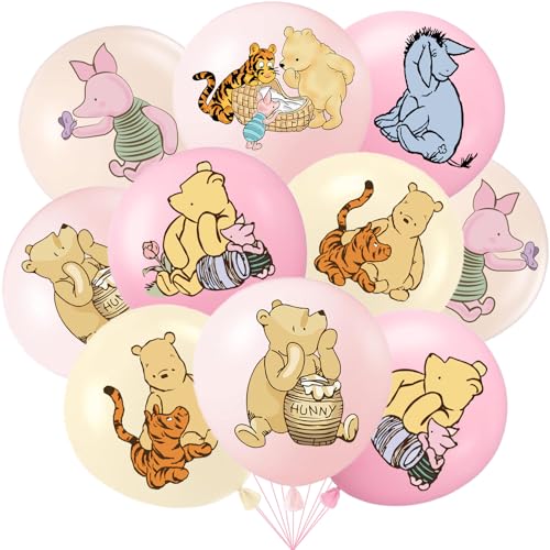 Winnie Pink Balloons for Winnie Baby Shower Decorations Girls 24Pcs Winnie Balloons for Birthday Party Decorations