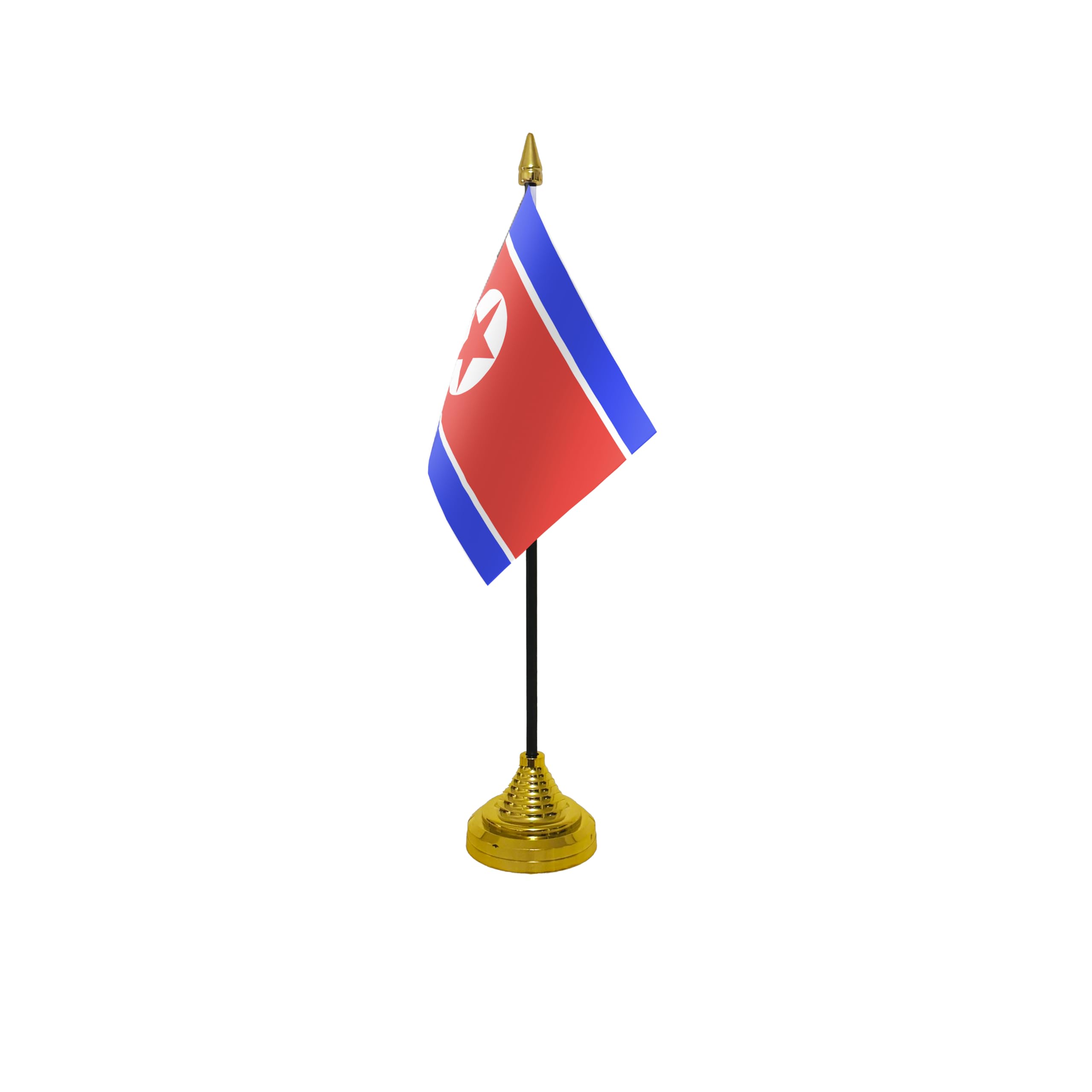Flagtex Korea North Small Table Flag With Gold Base
