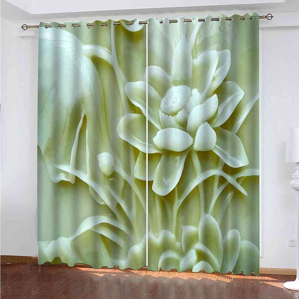 Rideau occultant de salon haut de gamme en polyester sculpté jade