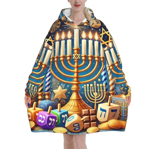 Couverture à capuche Hanoukka cadeau idéal Menorah dorée pour proche - 2