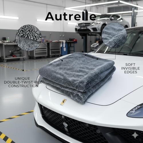 Image of Microfiber Cloth for Car Cleaning 1200 GSM, 60x40 cm, Grey & Aqua Blue