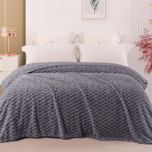 Image of Exclusivo Mezcla 3D Fleece King Size Blanket for Bed, Dark Grey | Extra Soft Fuzzy Plush Lightweight Bed Blankets, Cozy Fluffy Decorative Blankets for All Seasons, 90x104 Inches