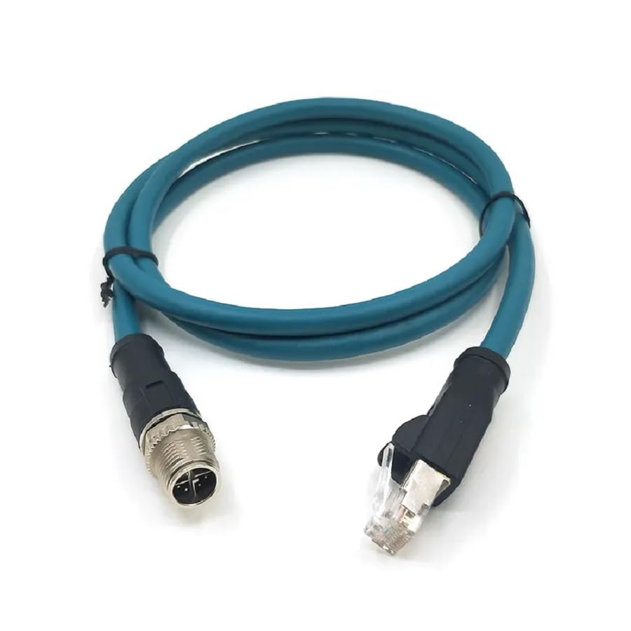 M12 Ethernet Cable X-Coded 8pin Male to RJ45 Ethernet Cat6a PUR Jacket 26AWG High-Flex Shielded Waterproof Cable for Cognex Industrial Camera (39.37 in/1M)