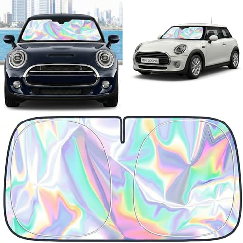 for BMW Mini Cooper 2015-2026 Windshield Sun Shade - Foldable Windshield Cover Sun Shade for Mini Cooper Accessories Protect Car from Sun Rays Overlapping UV Reflective Window Sunshade