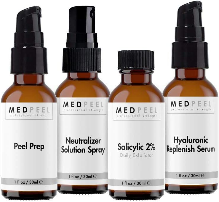 MedPeel Premium Salicylic Peel Essentials Kit, Includes 2% Salicylic Acid, Peel Prep, Neutralizer Solution, Hyaluronic Replenish Serum