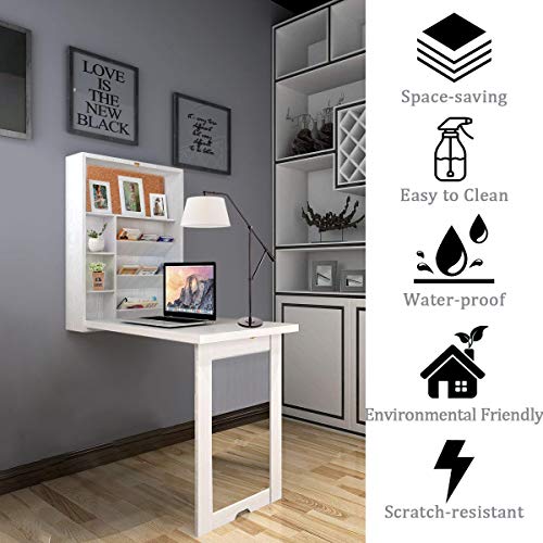 Timechee Wall Mounted Table, Fold Out Convertible MultiFunction