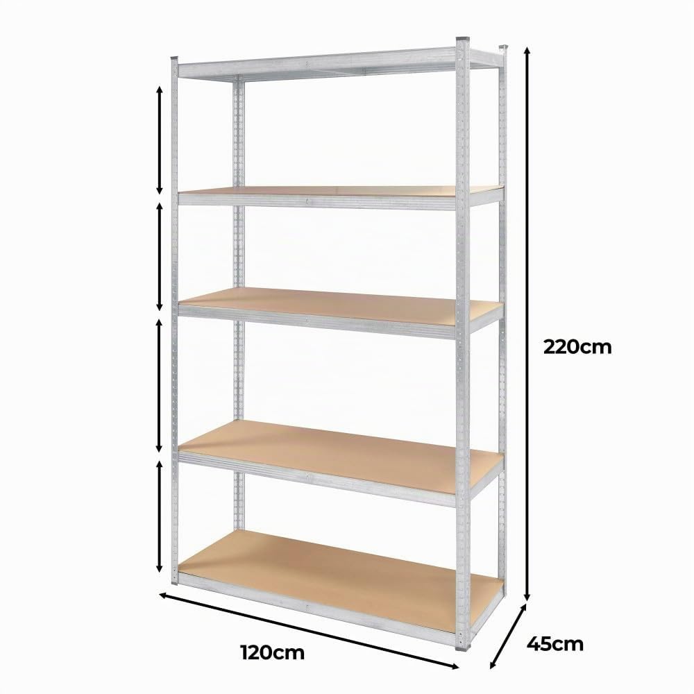 Étagère métal XXL grand modèle - Hauteur 2M20 Largeur 1m20 - charges très lourdes - 5 plateaux - 1325 Kg - Garantie 2 ans