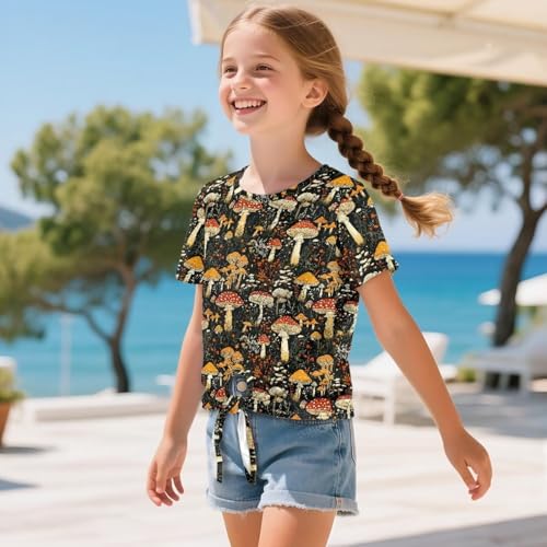 Girls Tie Knot Front Tops Breathable Short Sleeves Crewneck T-Shirts for Tourism Atheletic Age 5-12 Years3