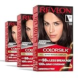 Revlon ColorSilk with Bond Repair Complex, Black Permanent Hair Color, 100% Gray Coverage, Ammonia Free Hair Dye, Vegan Keratin, 20 Brown Black (Pack of 3)