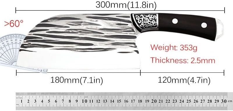 MAYIT Meat Cleaver Knife, 7.1 Inch Forged Kitchen Chef Knife 5Cr15Mov Stainless Steel Meat Fish Vegetables Slicing Chinese Butcher Cleaver Chopping Knife, MAYiT5475