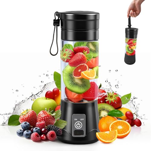AMFUN 380 ML Batidora de Vaso Portatil, Mini Batidora, Exprimidor USB, 10 Cuchillas de Acero Inoxidable, para Smoothies y Batidos de Proteínas, para Deportes, Viajes, Senderismo (Negro) AMFUN 380 ML Batidora de Vaso Portatil, Mini Batidora, Exprimidor USB, 10 Cuchillas de Acero Inoxidable, para Smoothies y Batidos de Proteínas, para Deportes, Viajes, Senderismo (Negro)