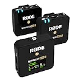 RØDE Wireless GO II Ultra-compact Dual-channel Wireless Microphone System with Built-in Microphones, On-board Recording and 200m Range for Filmmaking, Interviews and Content Creation