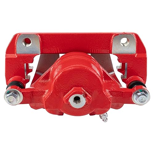 Image of TRQ Front Brake Caliper Set Painted Red Brackets Compatible with 2001-2003 Acura CL 1999-2004 RL 1999-2008 TL 2004-2014 TSX 2003-2012 Honda Accord