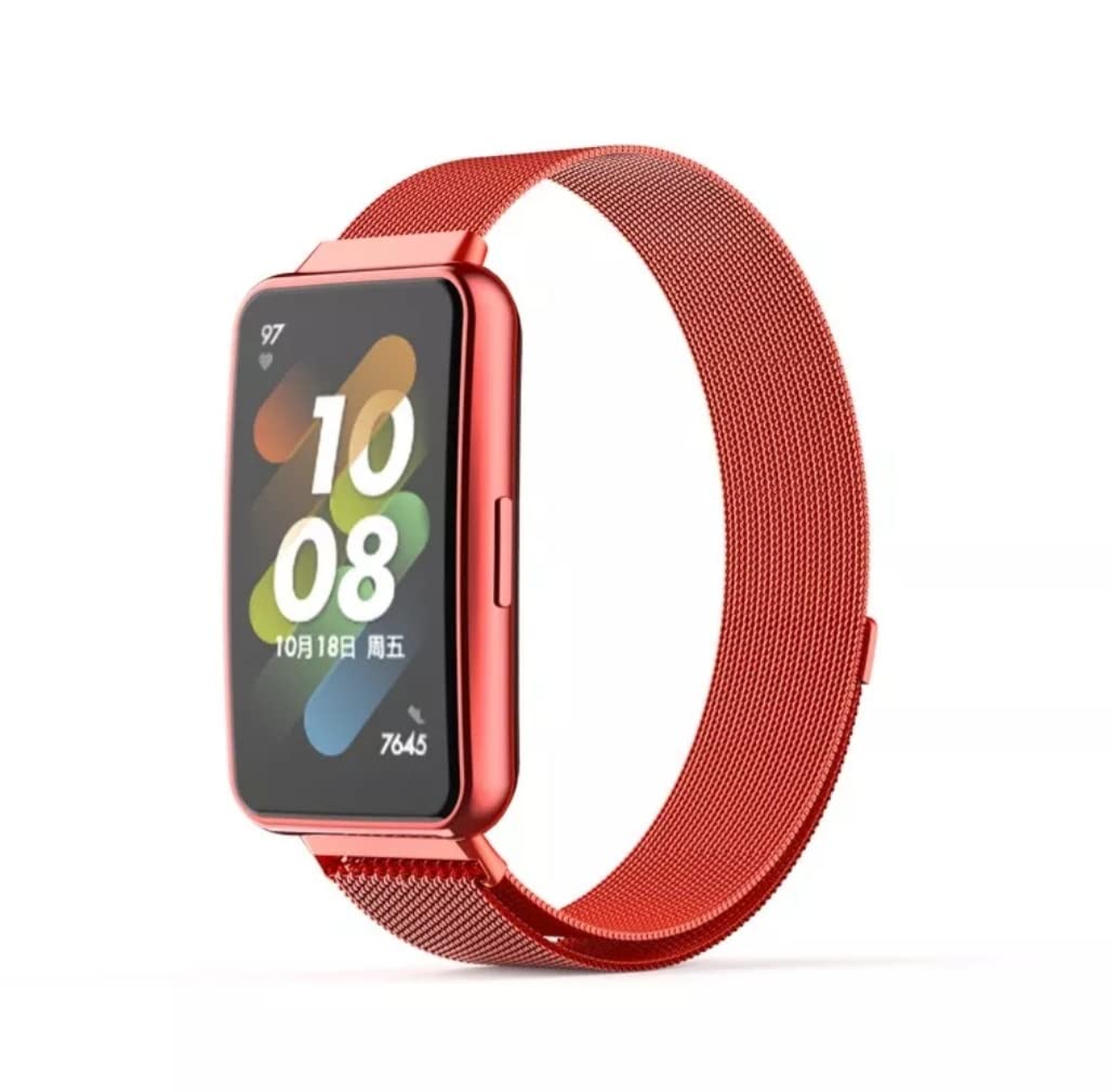 DadoMilanese Stainless Steel Replacement Band Compatible with Huawei Band 7 Watch, Mesh type Magnetic Stainless Steel strap