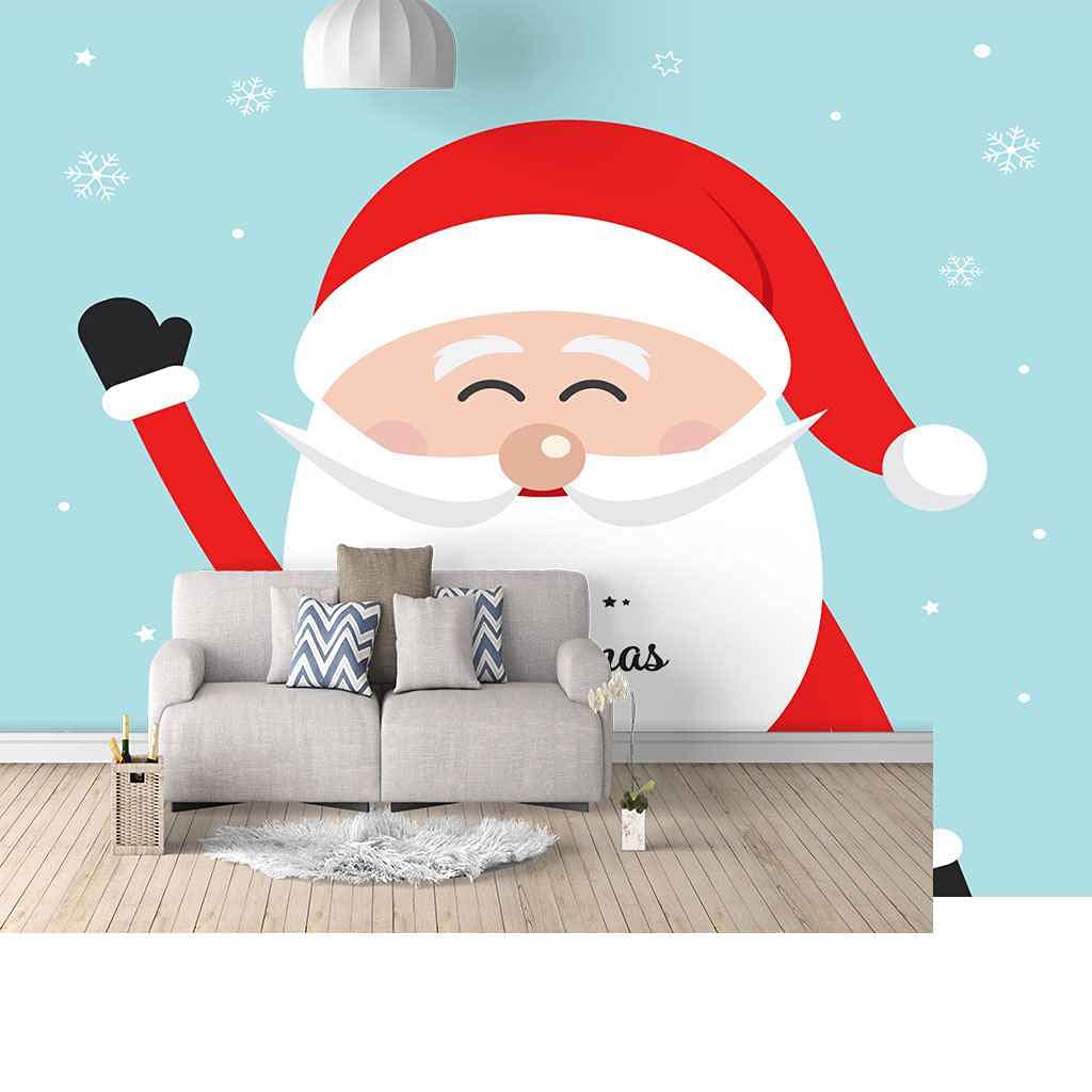 Papier peint panoramique 3D poster geant mural Père Noël chambre