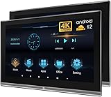BSLDTOR 14 Inch Android12 4K Headrest Video Player with USB, Hdmi in/Out, Sd Card, Headphone Jack, Portable Video Player with WiFi Touch Screen with Bluetooth, FM and 2G RAM+32G（2PCS）