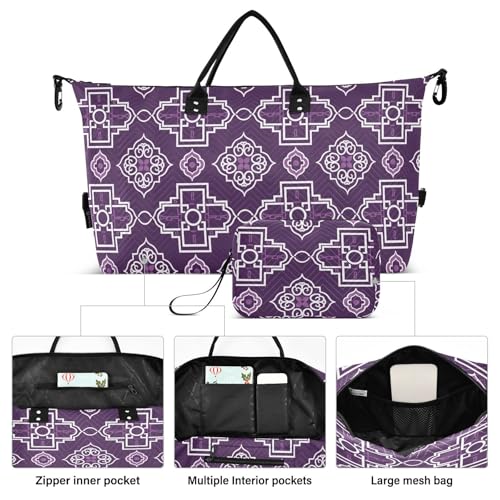 Duffel Bag Ancient Lavender Checkered Overnight Weekender Bags with Toiletry Bag for Sports 2 Pcs Set maletas para gimnasio2