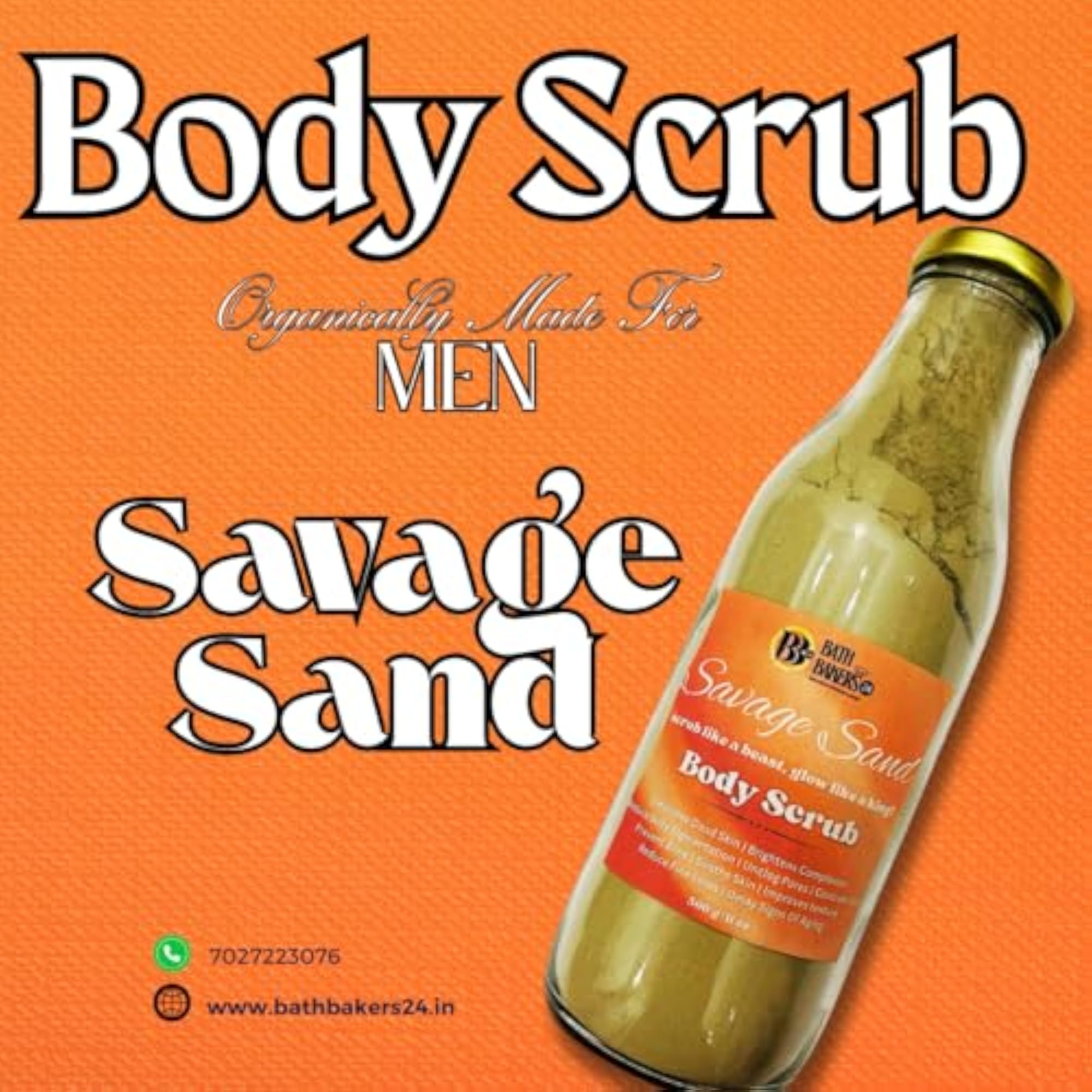 Men's Body Scrub Powder for Exfoliation, 200g