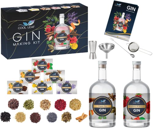 Cool Leaf Gin Making Kit – Perfect Gin Gift Set for Men & Women | 11 Botanicals to Make Your Own Craft Gin | Chocolate Orange, Raspberry & Hibiscus, Mango, Lavender & More