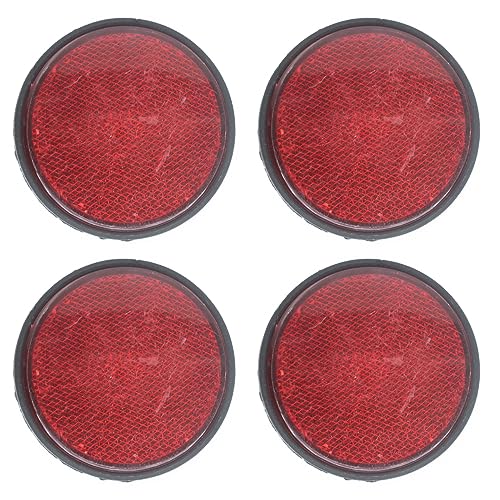 Image of 4 Pcs Red Plastic Reflective Warning Universal Round Reflector for Motorcycle Bike