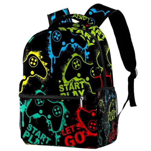 Sac à dos d'école et de voyage pour filles et garçons motif joysticks 29.4x20x40cm