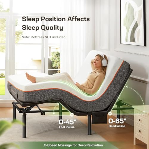 Image of Marsail Adjustable Bed Frame Full,Electric Bed with Massage and Remote