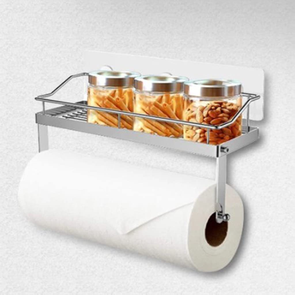 Supporto adesivo da parete per asciugamani di carta con mensola cucina bagno nizzatore mensola portaogtti cestino nizzatore