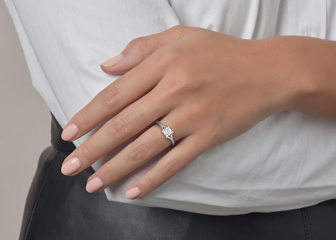 Asscher Cut Moissanite Ring 1.0/2.0/3.0 CT Solitaire Moissanite Asscher Cut Engagement Rings for Women Platinum Plated Silver Rose Gold Yellow Gold Free Engraving