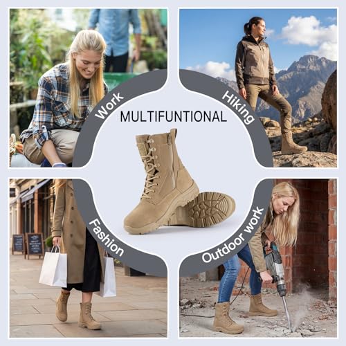 Image of FREE SOLDIER Women's Tactical Boots 8 Inches Lightweight Combat Boot Durable Military Work Outdoors Boots Desert Boot for Women
