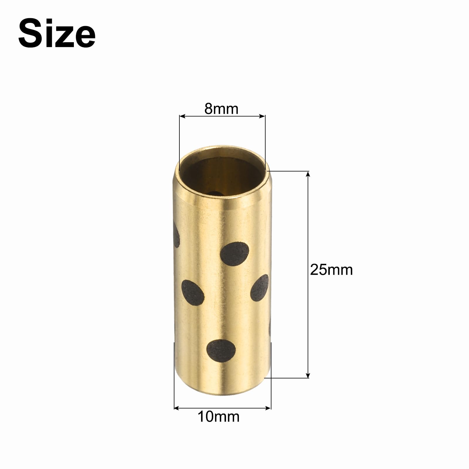 sourcing map Lot de 3 roulements à douille 8 mm alésage x 10 mm de diamètre extérieur x 25 mm de hauteur, bagues enveloppées sans huile en laiton graphite, JDB bagues lubrifiantes en laiton moulé