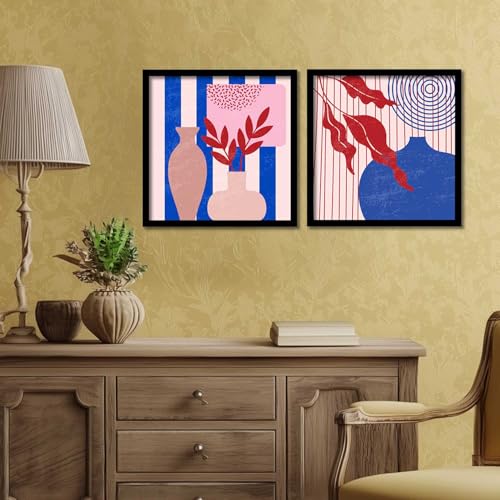 Image of HOTHOUSE Boho wall frames posters for room office | Poster with frame wall decoration items Wall Decor Digital Reprint engineered wood Set of 2 (10X10 inch)
