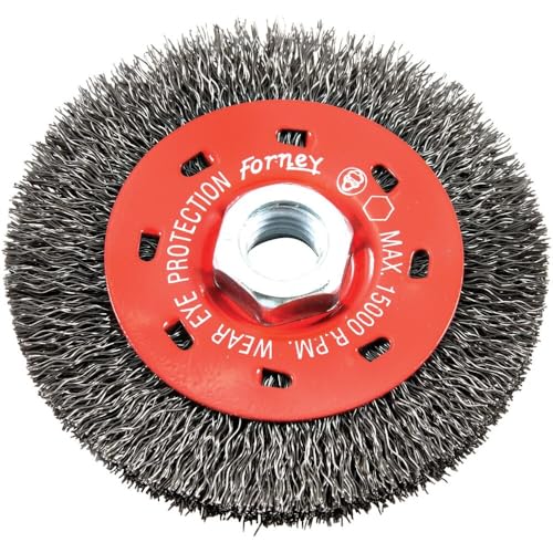 Forney 72788 Wire Wheel Brush, Coarse Crimped with 5/8-Inch-11 Threaded Arbor, 4-Inch-by-.014-Inch