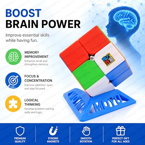 Image of MOYU Meilong 2M 2x2 Magnetic Speed Cube Stickerless | Fast Smooth Puzzle Cube for Kids & Beginners | Anti-Pop, Corner Cutting | Brain Game Toy 2x2x2 Magic Cube