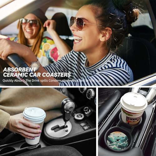 2 Posavasos de Cerámica para Auto con Base de Corcho miniatura 7