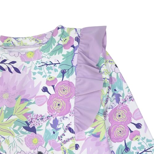 Image of Girls Rash Guard Swimsuit Set Long Sleeve 2 Pieces Bathing Suit Swimming Skirt with Shorts 4-13Y